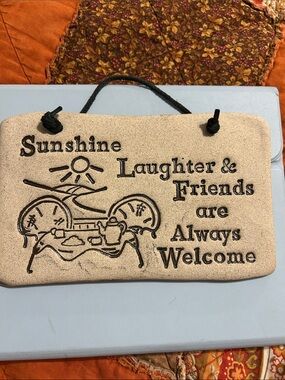 Sunshine Laughter & Friends Are Always Welcome Wall Plaque - Beige
